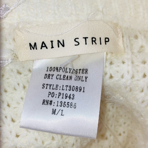 Main Strip warm fuzzy fringe sweater top - Picture 2 of 9